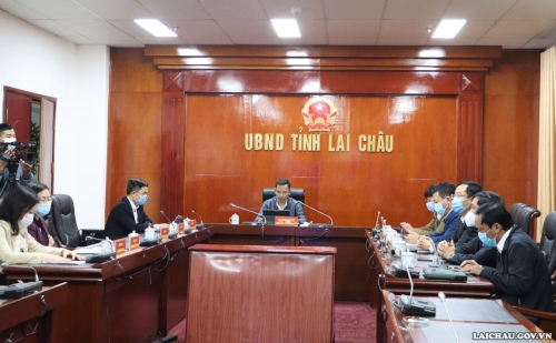 Các đại biểu dự Hội nghị tại điểm cầu tỉnh Lai Châu.