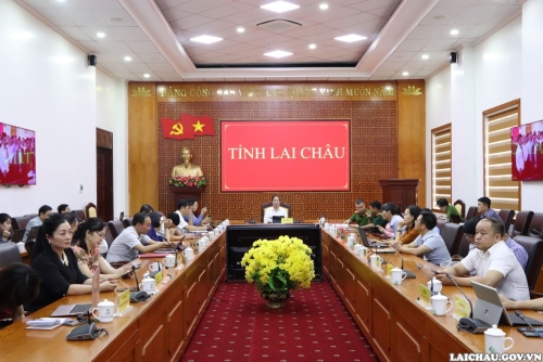 Quang cảnh Hội nghị tại điểm cầu tỉnh Lai Châu.